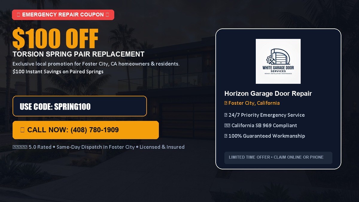 $100 OFF Heavy-Duty Torsion Spring Pair Replacement in Foster City, CA