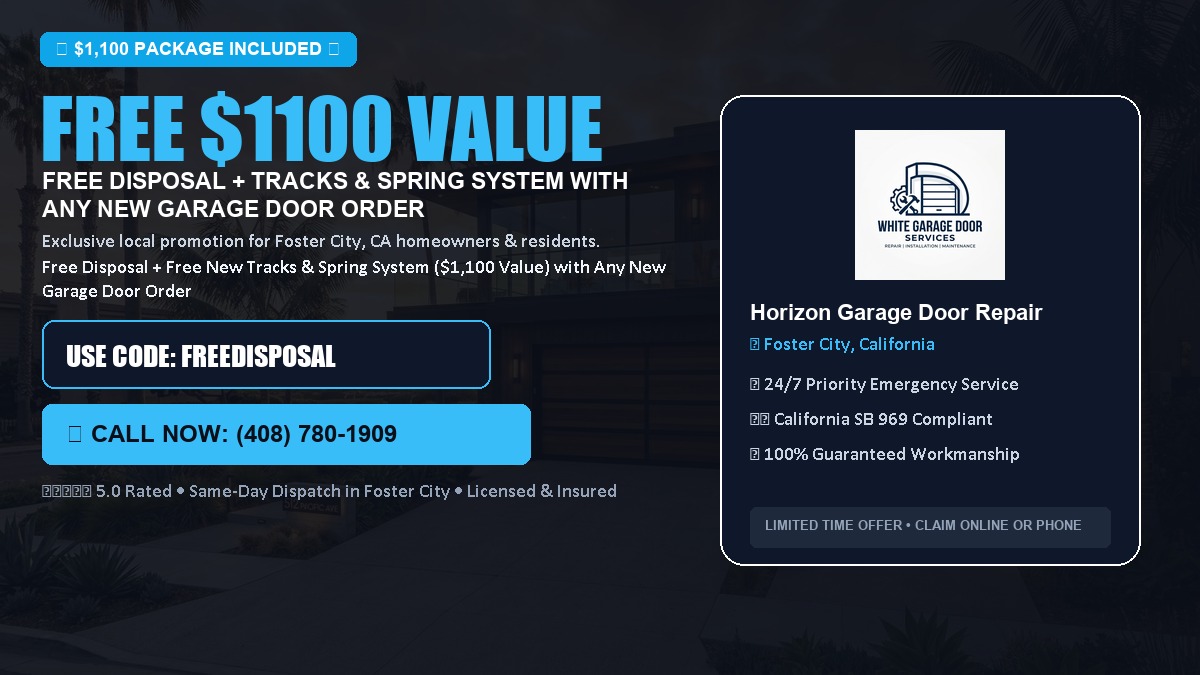 Free Disposal + Free New Tracks & Spring System with Any New Garage Door Order ($1100 Value) in Foster City, CA
